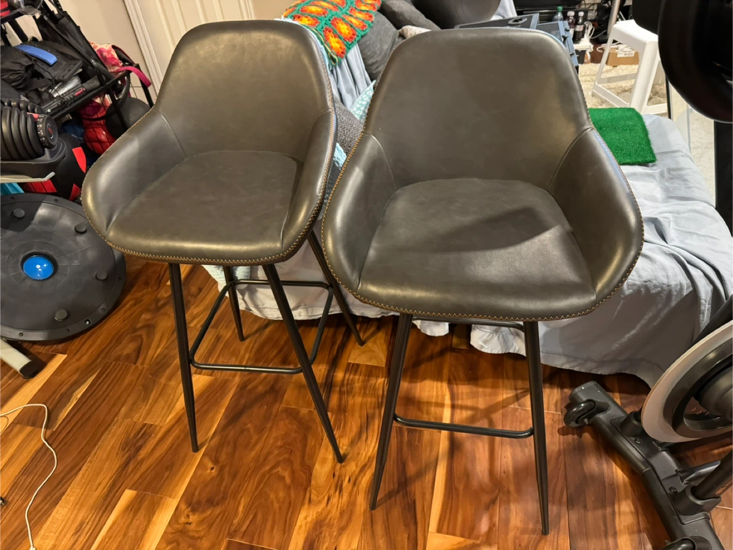 Set of 2 Grey Bar Stools - photo 3