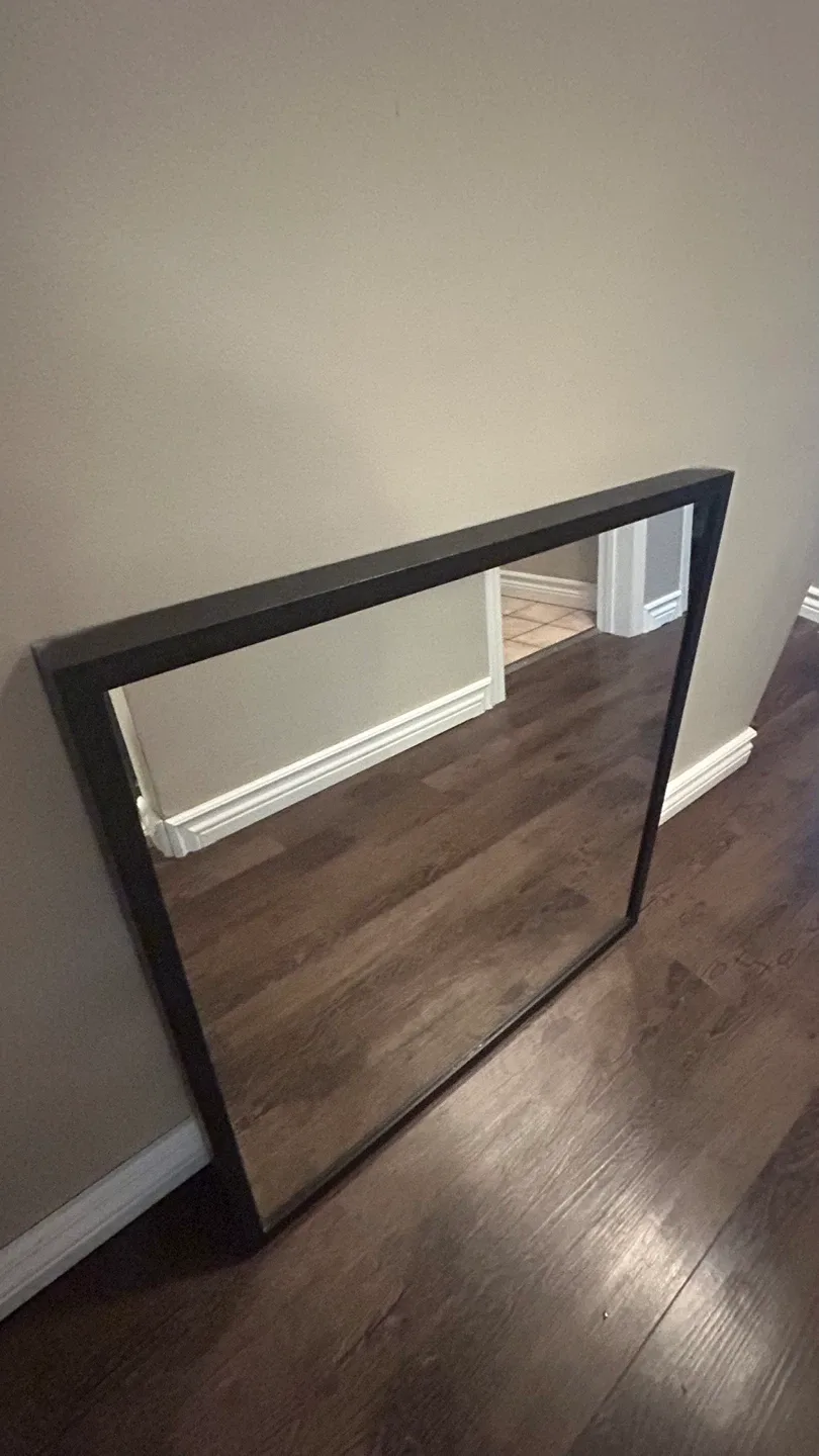 Framed Wall Mirror - Black Frame 26” square image indicator(2)