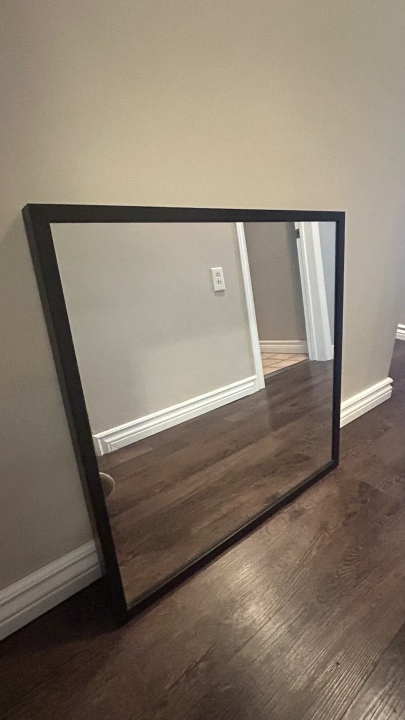 Framed Wall Mirror - Black Frame 26” square