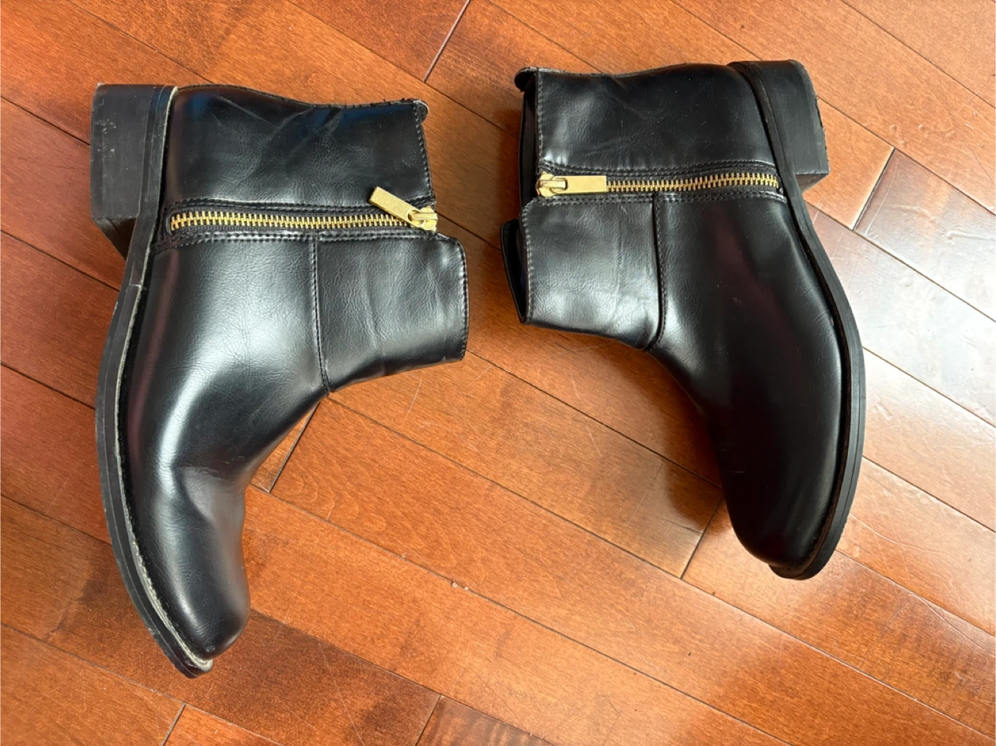 Black Ankle Boots with Gold Zipper - size 8 - photo 2