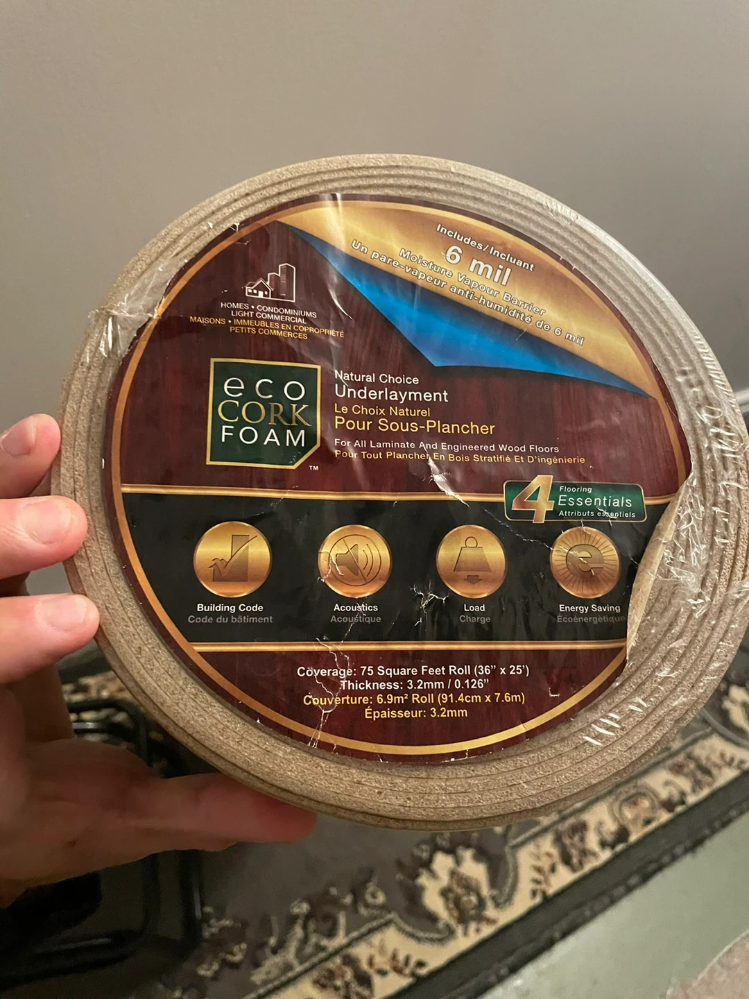 Eco Cork Foam Underlayment Roll (36" x 25")