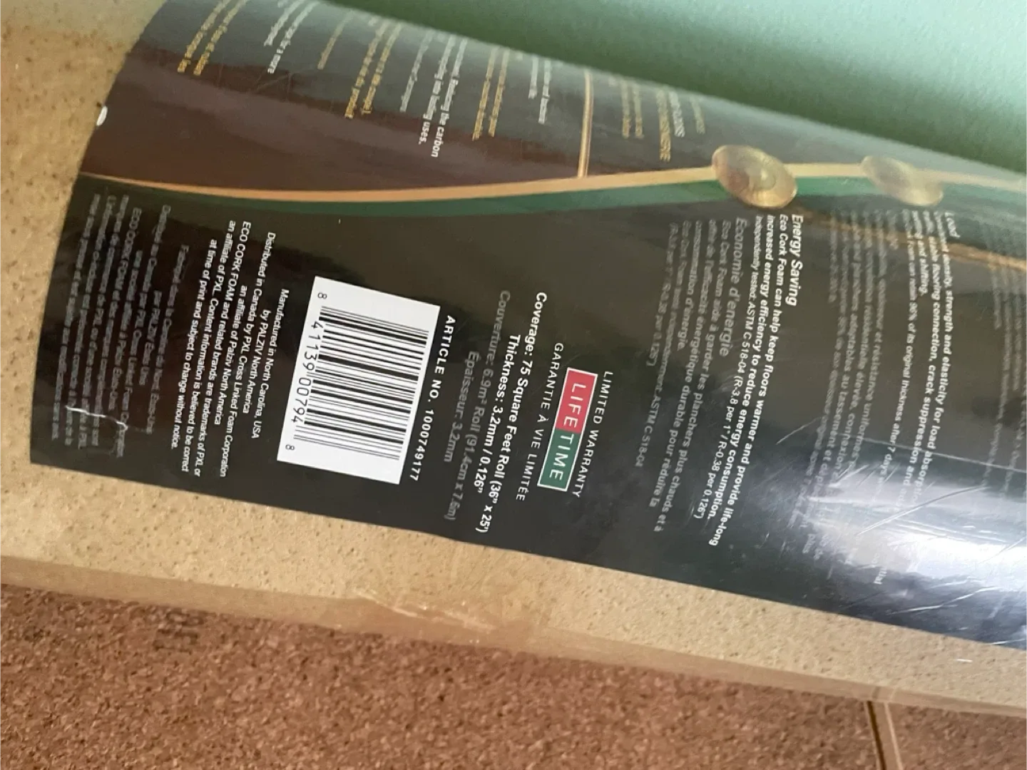 Eco Cork Foam Underlayment Roll (36" x 25") image indicator(5)