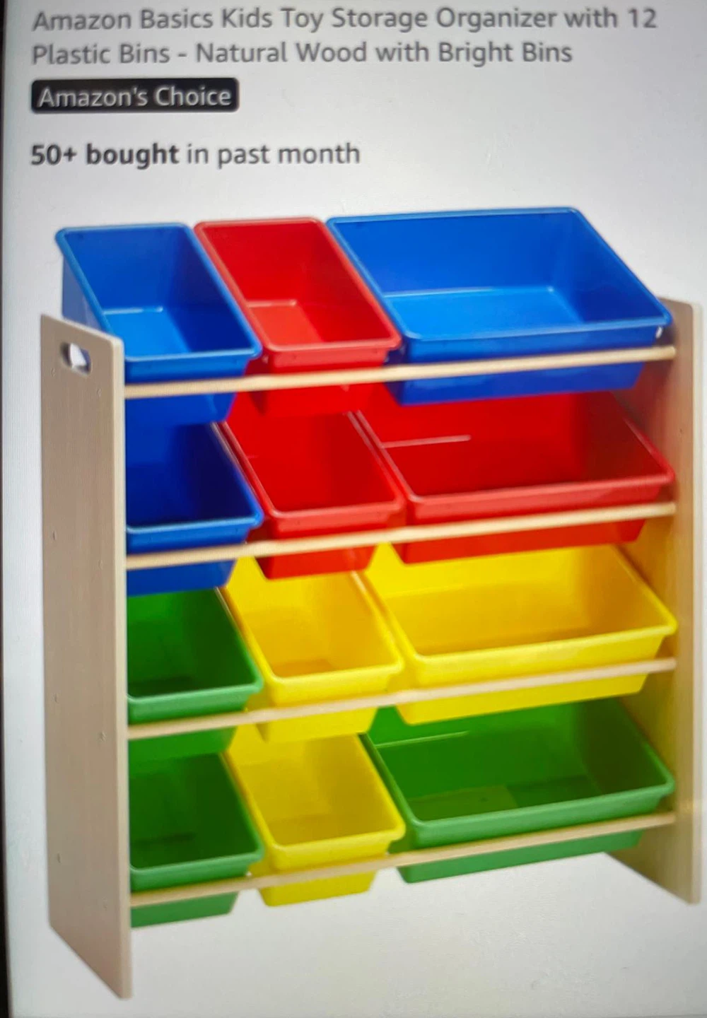 Amazon Basics Kids Toy Storage Organizer