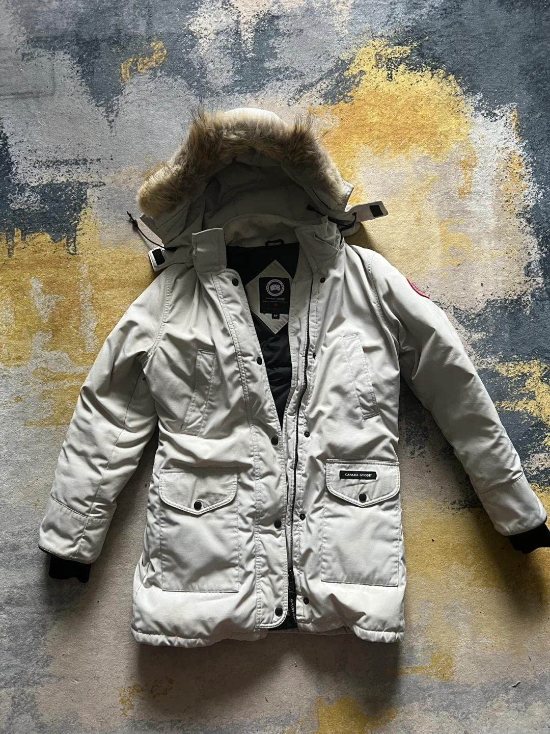 Canada Goose Parka Long Jacket Coat - Size S Tan