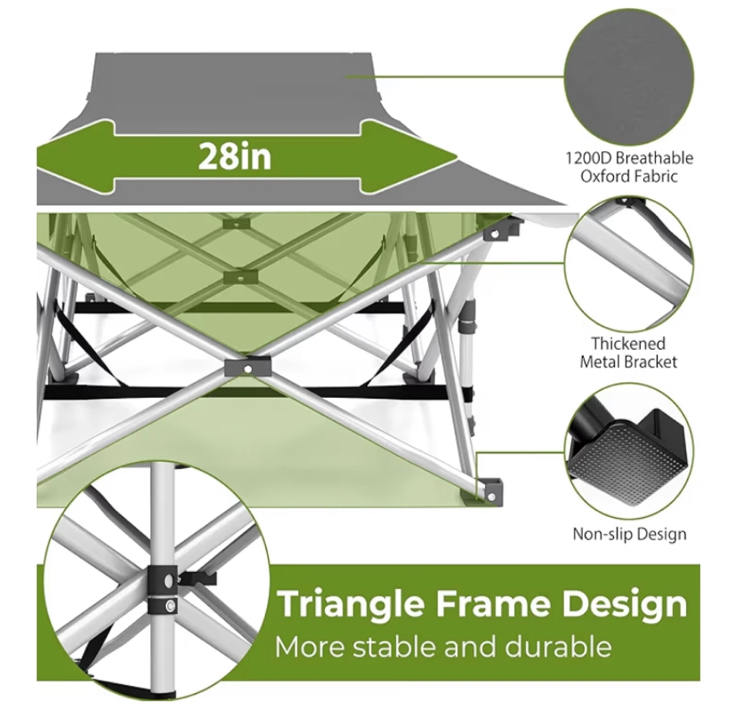 Portable Folding Camping Cot - 75 x 28 inches - photo 4