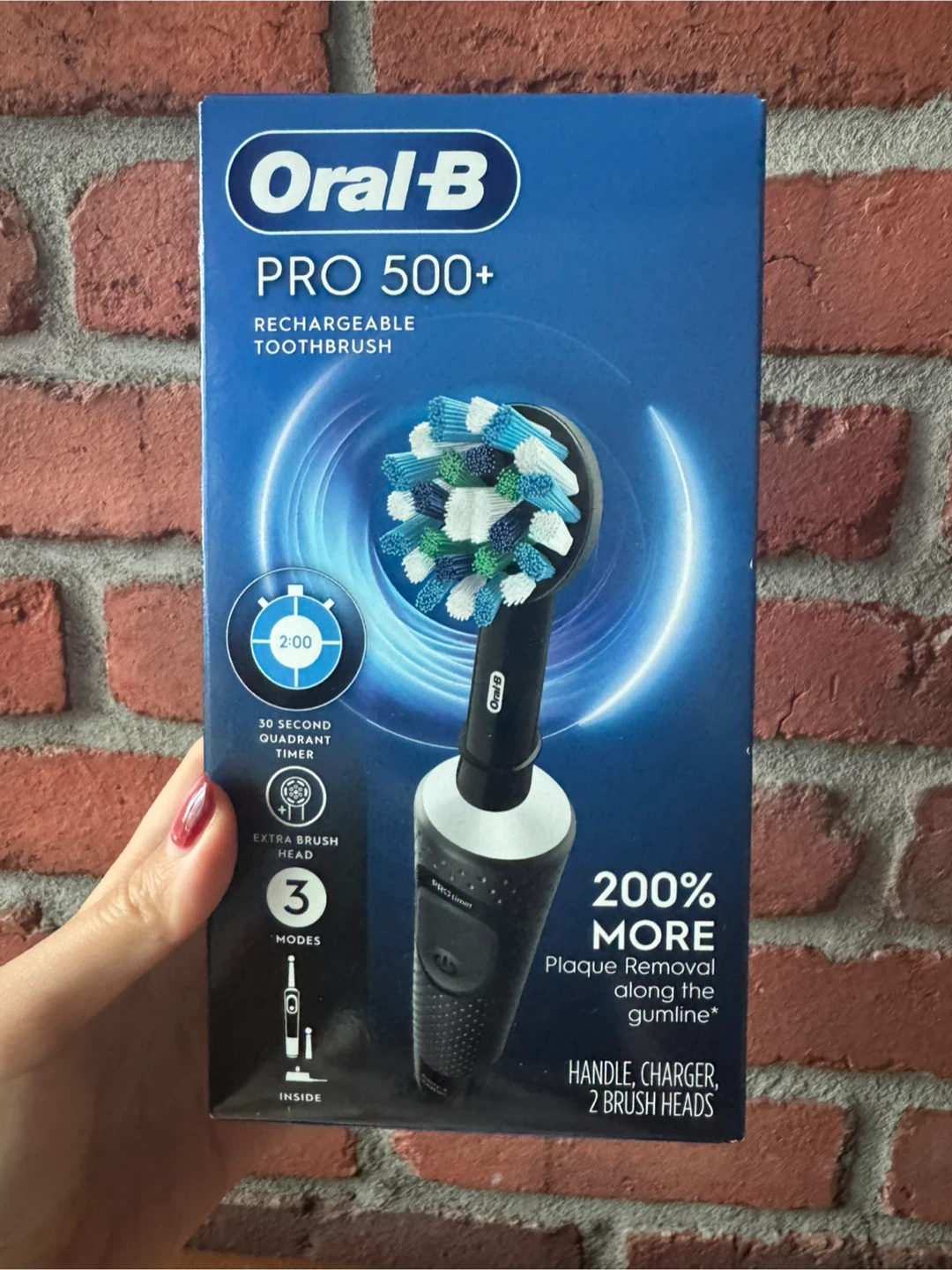 New Oral-B Pro 500+ Rechargeable Toothbrush - Black