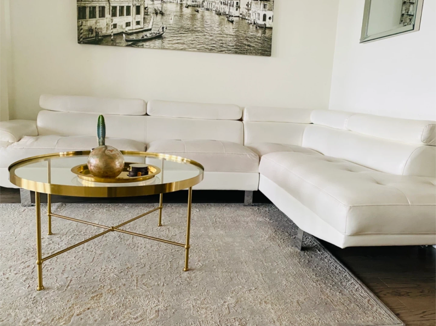 White Leather Sectional Sofa