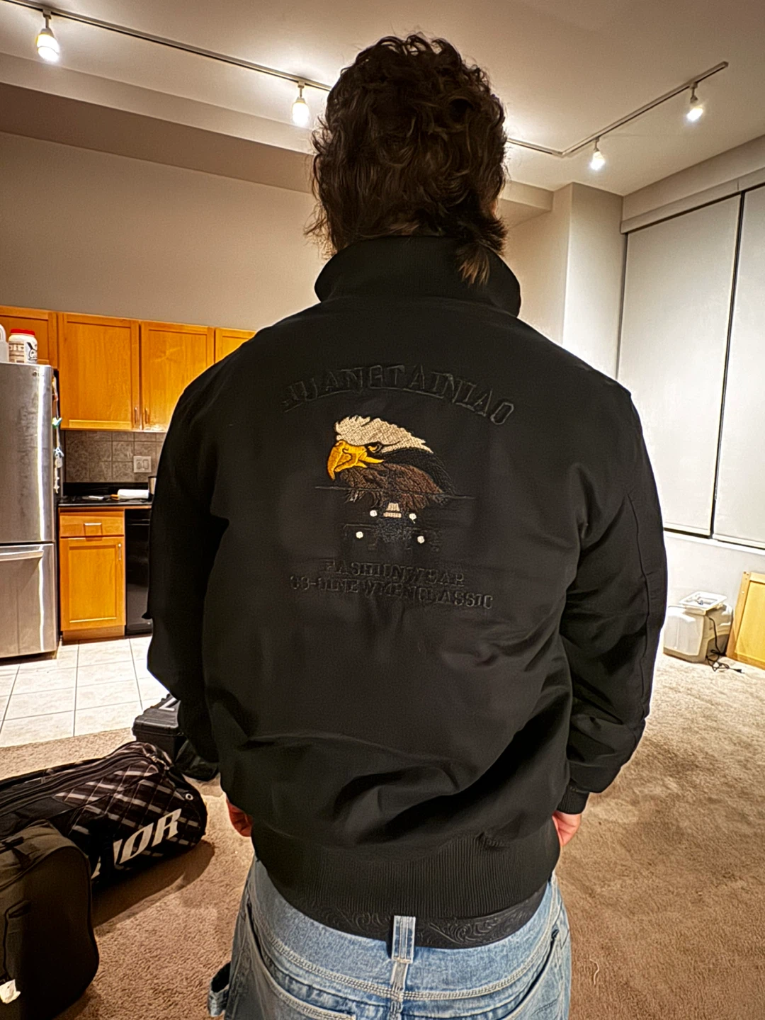 Black Bomber Jacket with Patches - photo 2