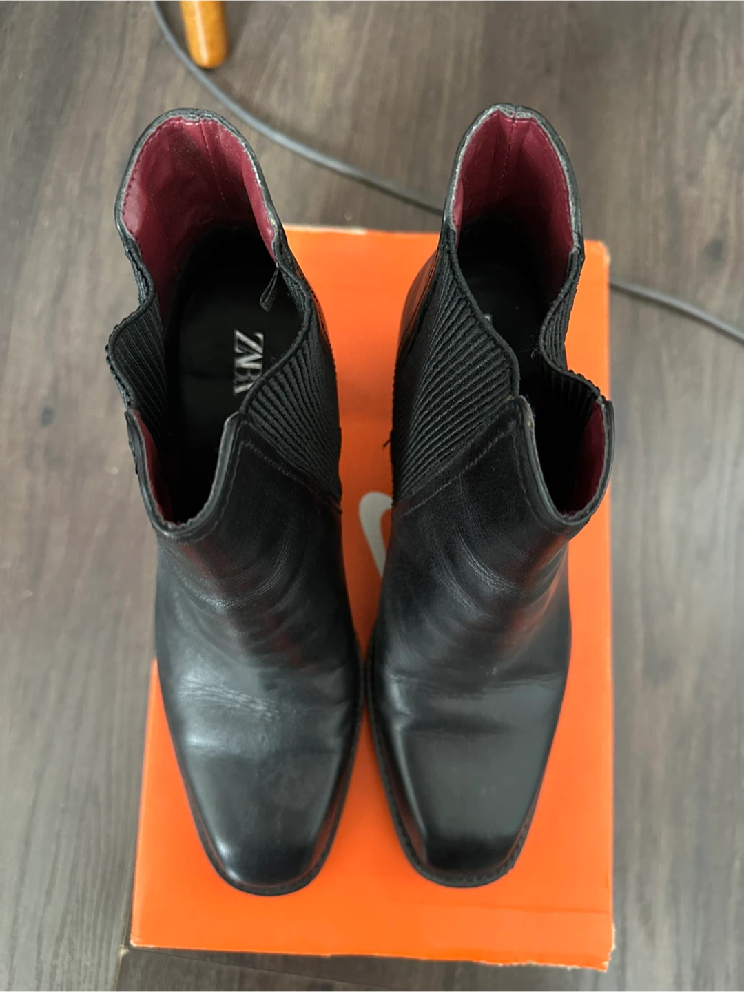 Zara Black Leather Heeled Chelsea Boots - Size 38 - photo 2