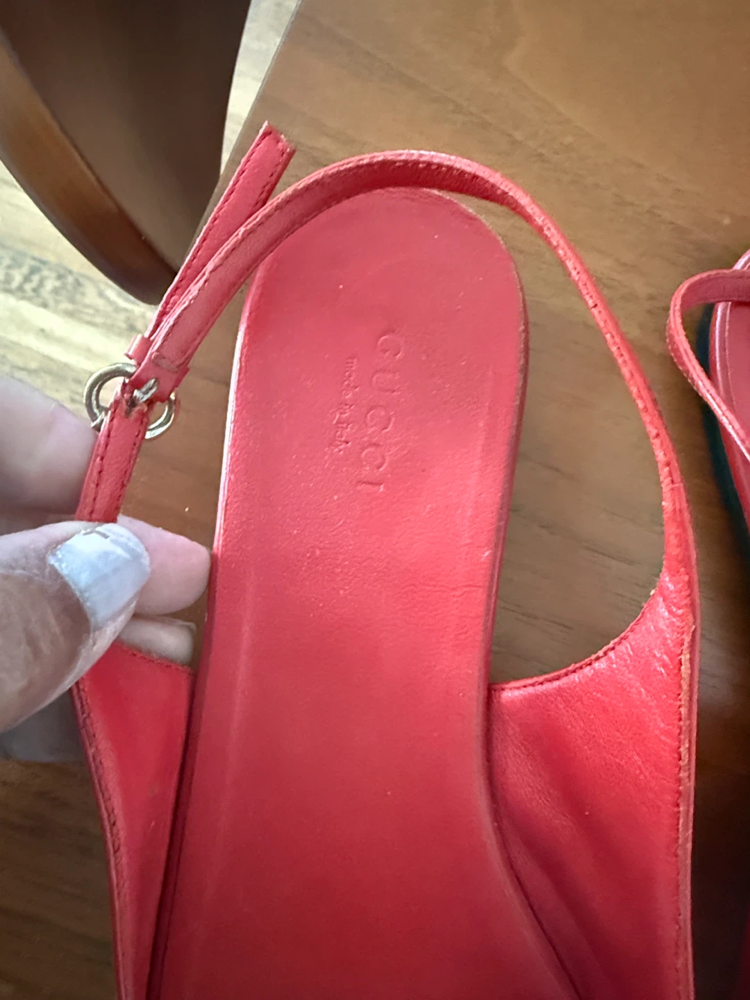 Gucci Red Slingback Sandals - photo 4