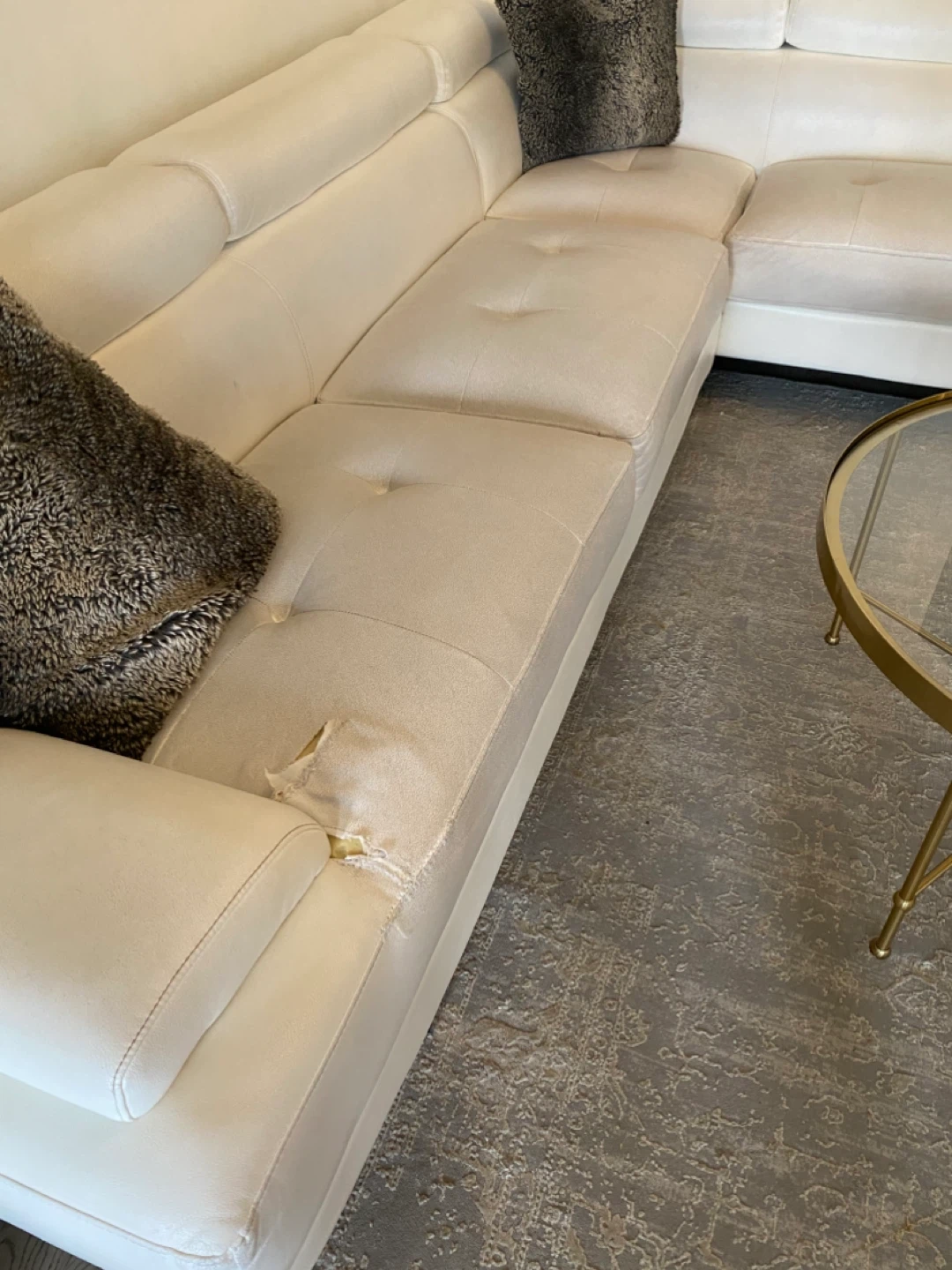 White Leather Sectional Sofa - photo 2
