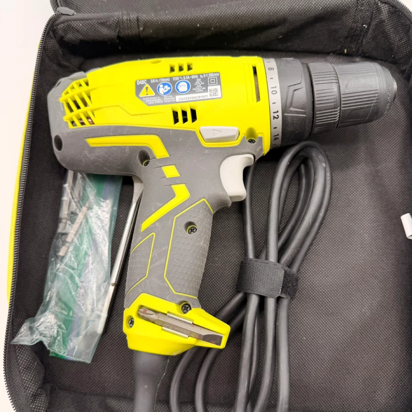 Ryobi D48C 120V Corded Drill with Case & Bits image indicator(2)