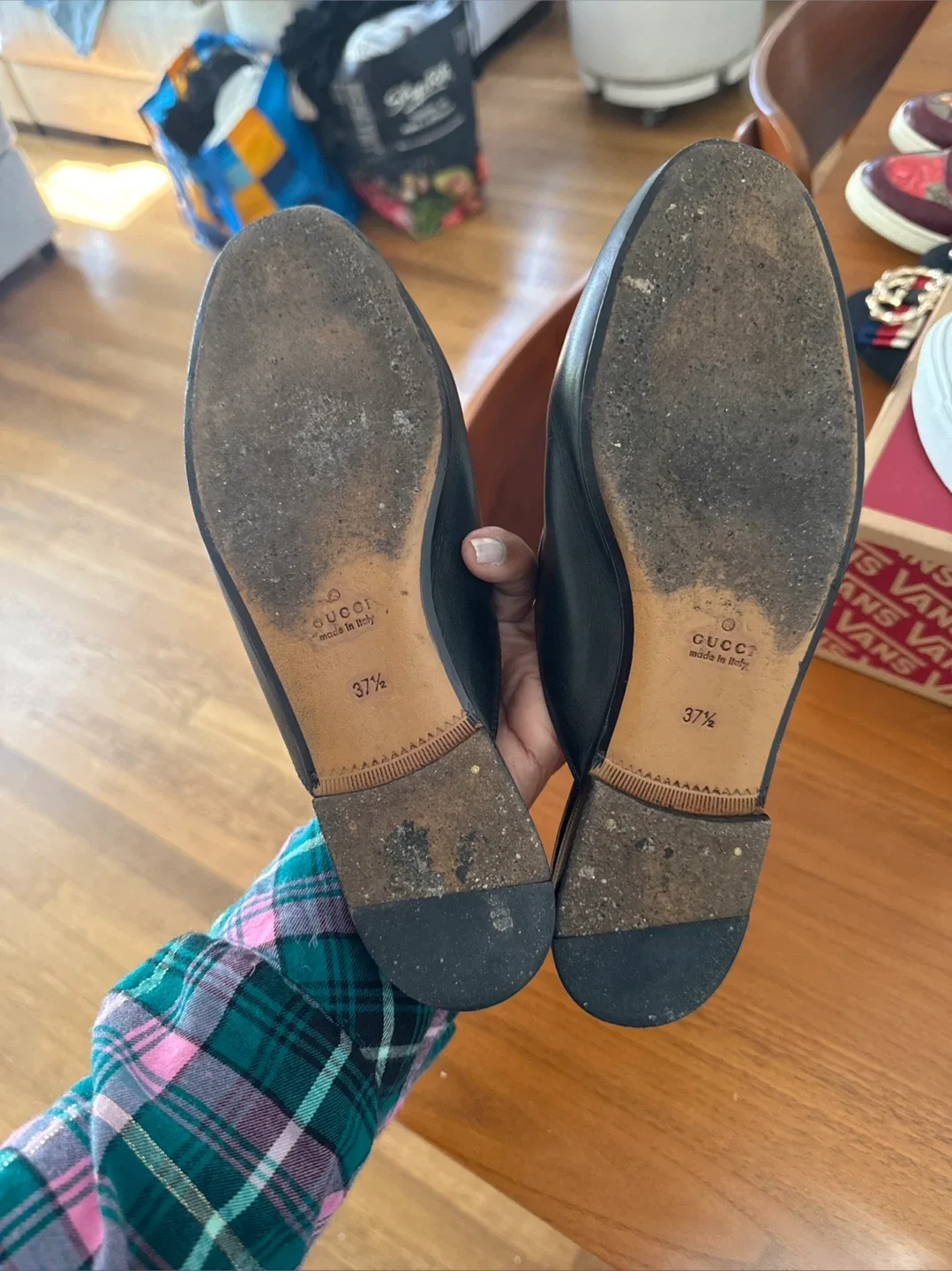 Gucci Black Leather Mules Size 37.5 image indicator(5)