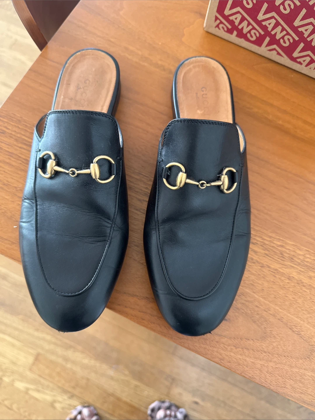 Gucci Black Leather Mules Size 37.5
