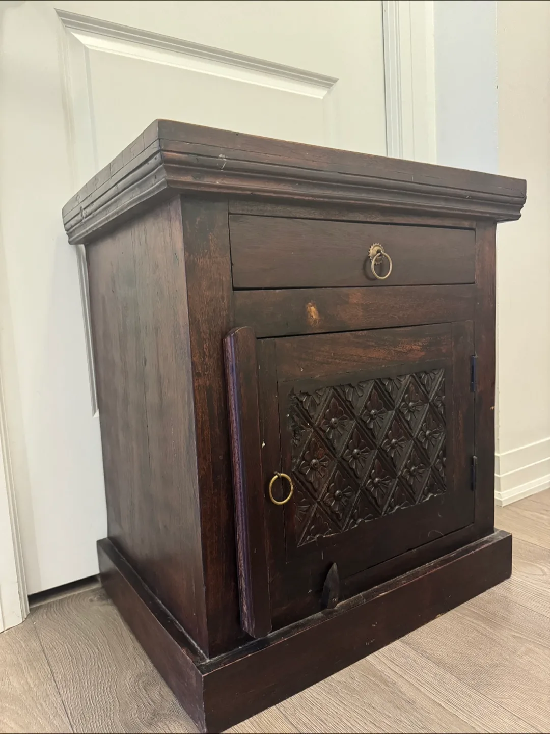 Wooden Side Table with Drawer & Door image indicator(3)
