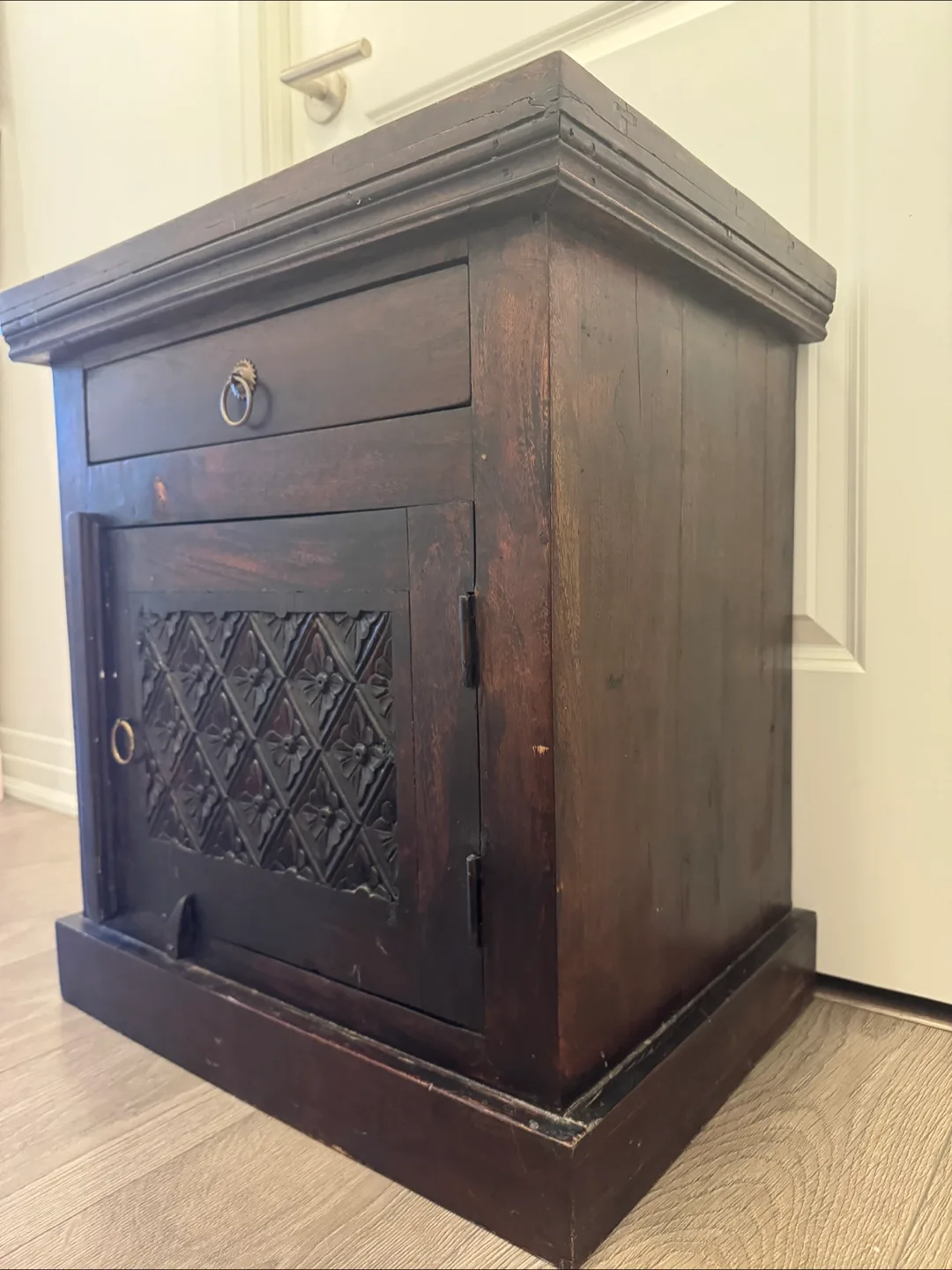 Wooden Side Table with Drawer & Door image indicator(4)