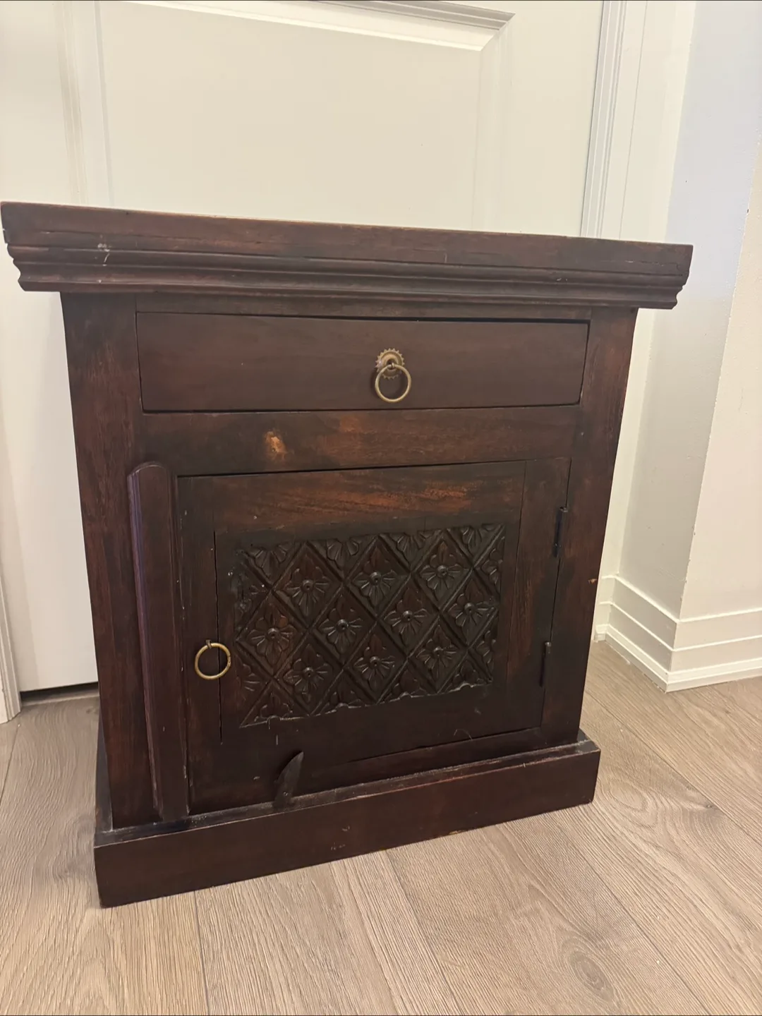 Wooden Side Table with Drawer & Door image indicator(2)
