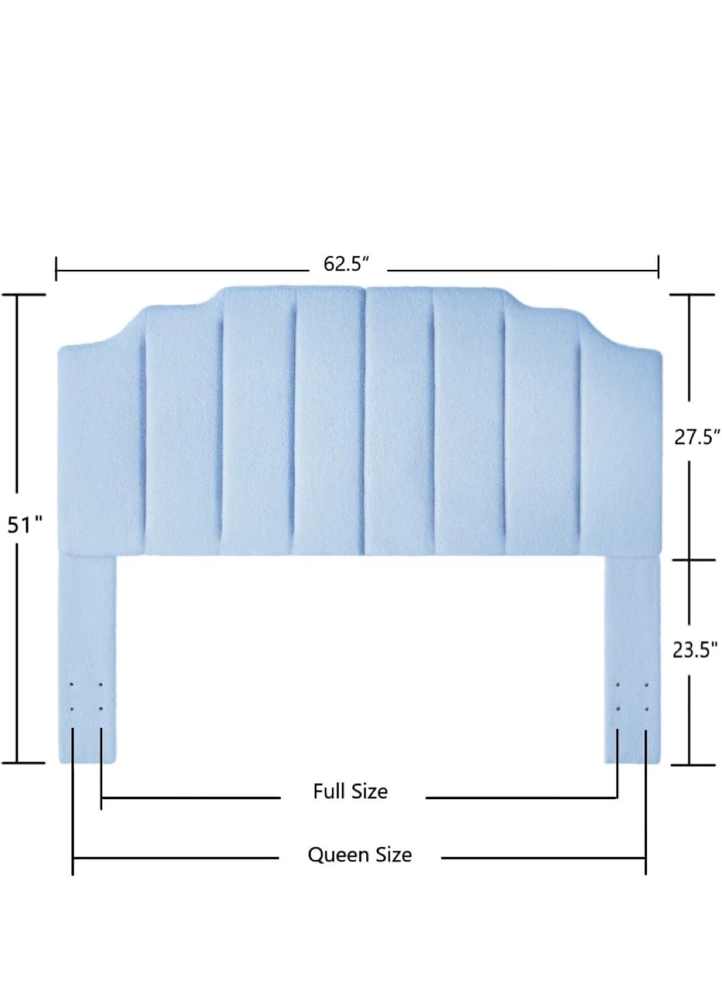 Queen/Full Light Blue Teddy Fabric Headboard - photo 5
