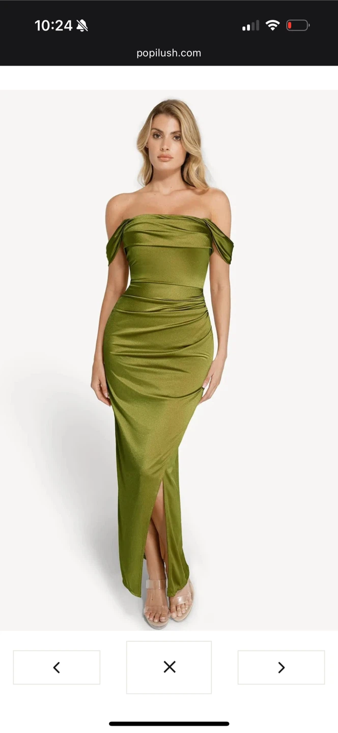 Popilush Olive Green Dress - shape wear built in - size M