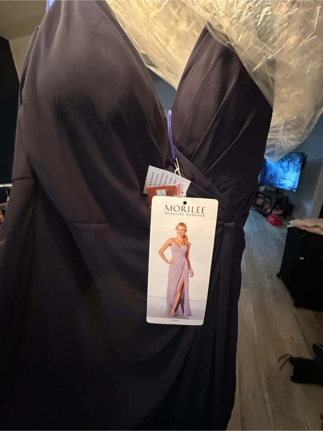 Mori Lee Bridesmaid Dress Navy  - Style 21659, Navy, US 24 image indicator(5)