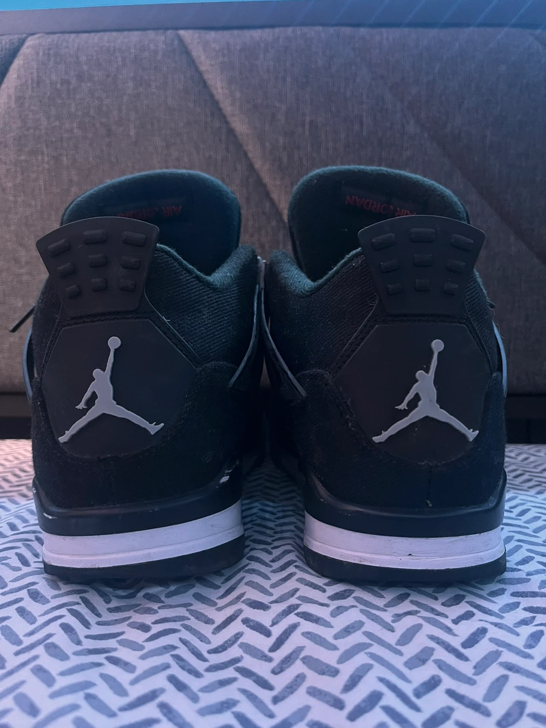 Nike Air Jordan 4 Retro Black Canvas, size 8 - photo 4
