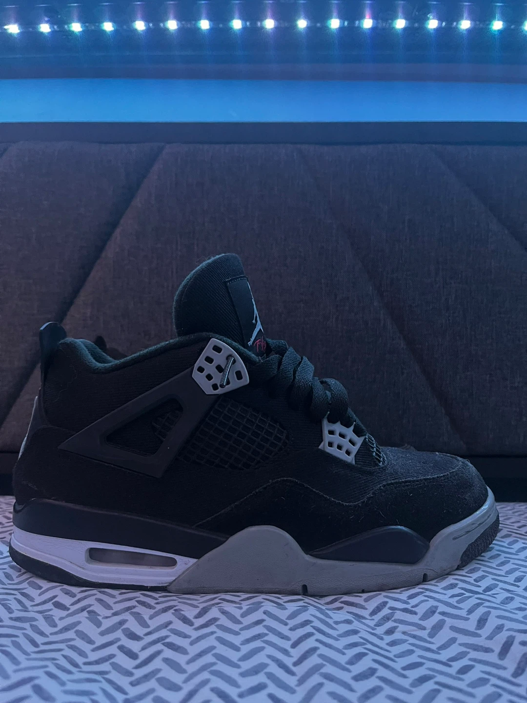 Nike Air Jordan 4 Retro Black Canvas, size 8 - photo 2