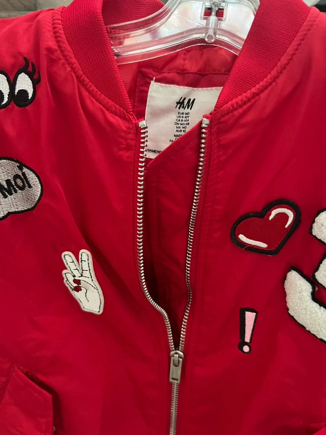 H&M Red Bomber Jacket, Size 9-10Y image indicator(2)