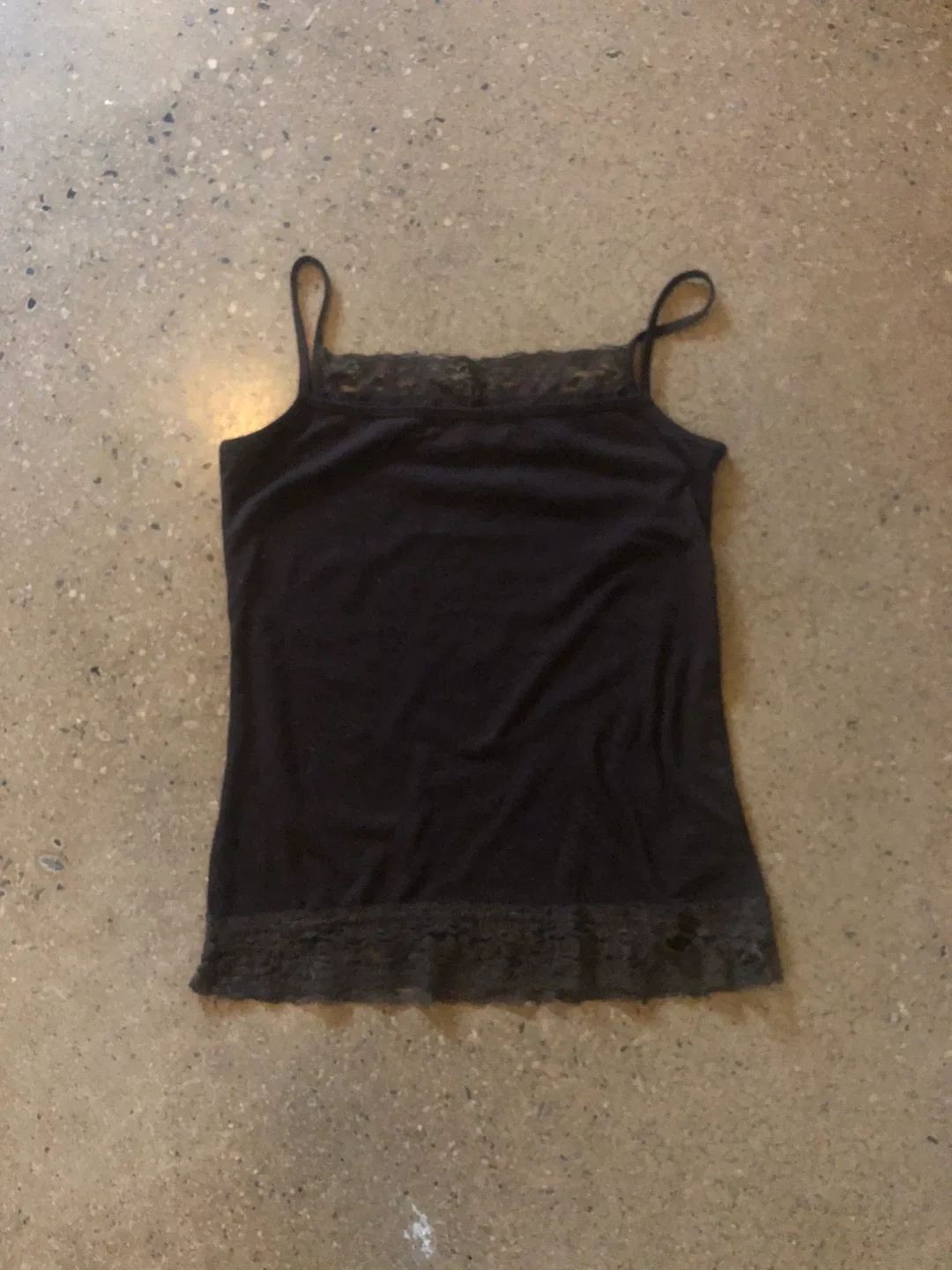 Black camisole top with lace trim