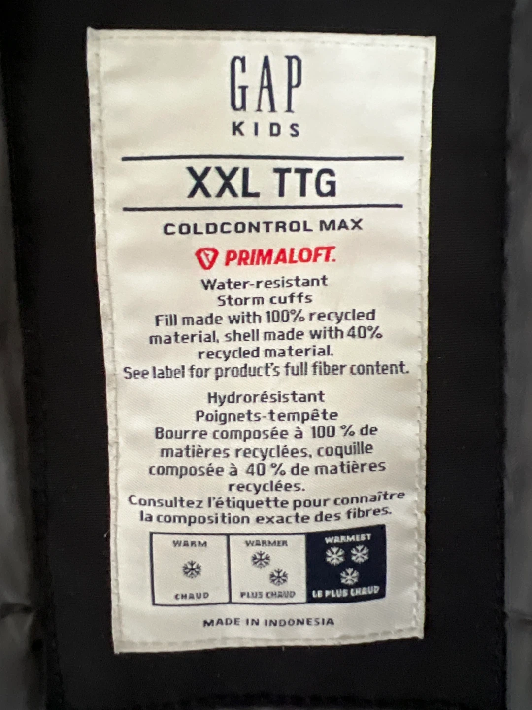 Gap Kids Primaloft Warmest XXL Black Winter Jacket - photo 3