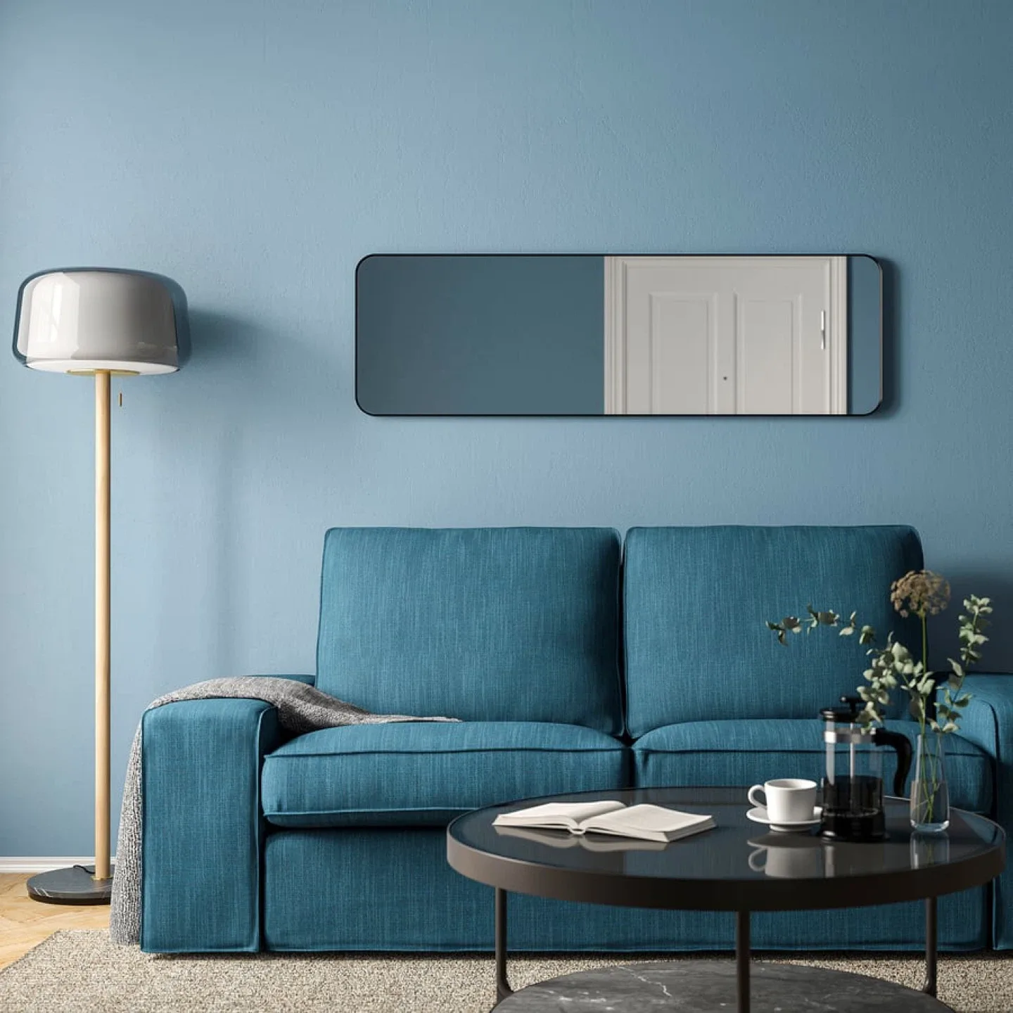 IKEA LINDBYN Mirror, black, 15 3/4x51 1/8 " image indicator(4)