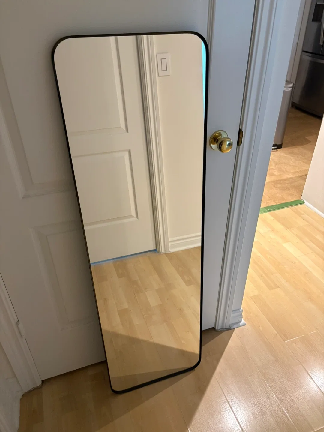 IKEA LINDBYN Mirror, black, 15 3/4x51 1/8 " image indicator(5)