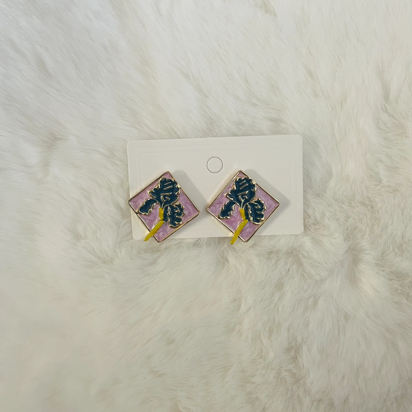 Floral Stud Earrings - Pink & Gold - photo 2