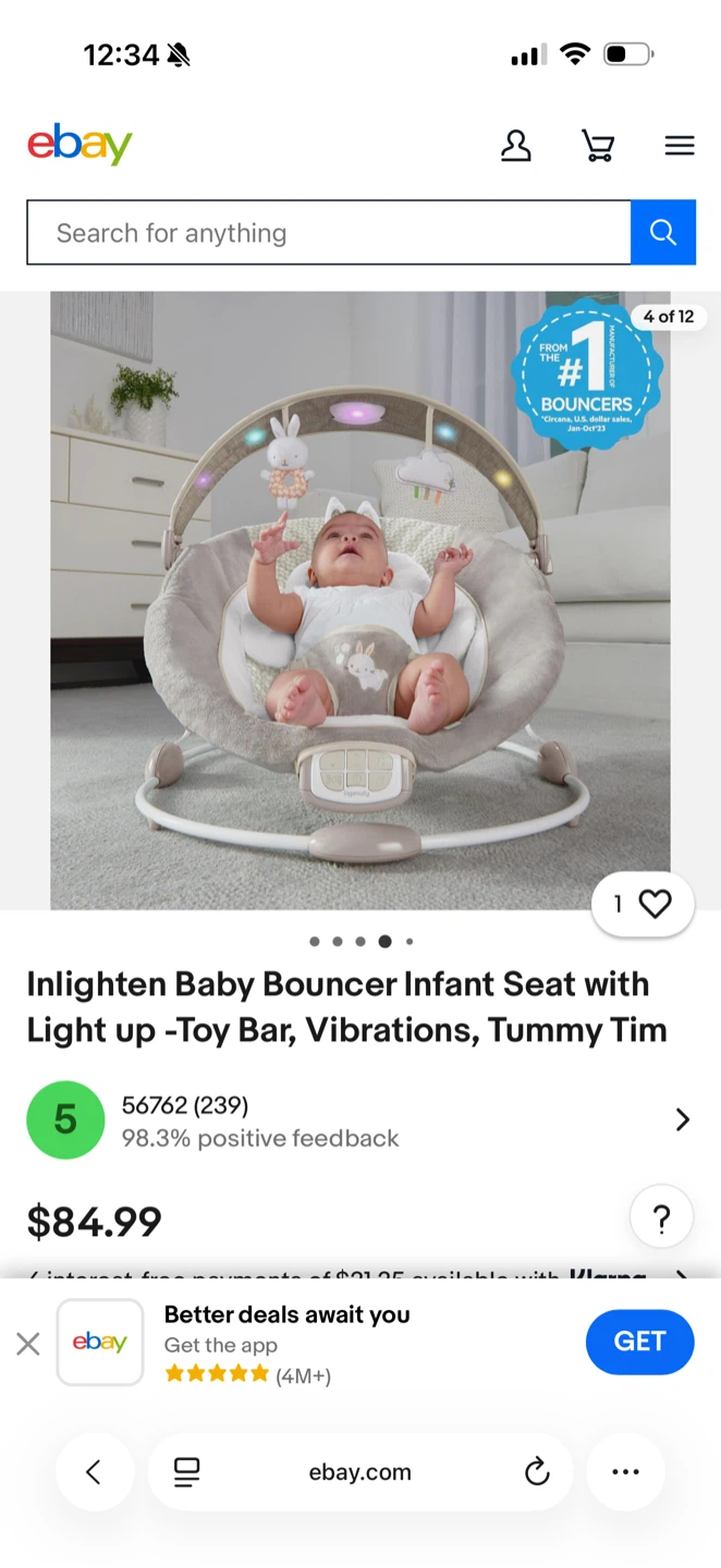 Ingenuity Inlighten Baby Bouncer Infant Seat