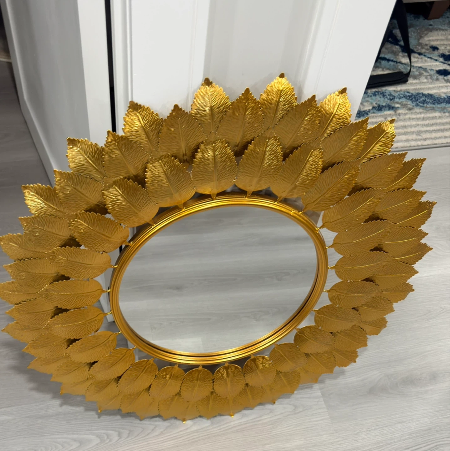 Gold Leaf Decorative Round Mirror