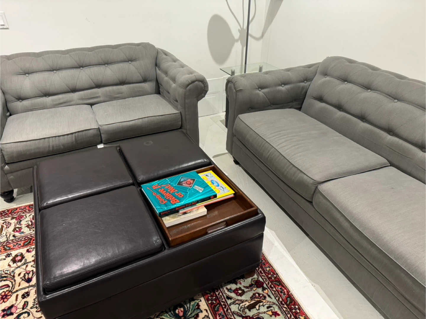 Grey Tufted Loveseat - photo 3