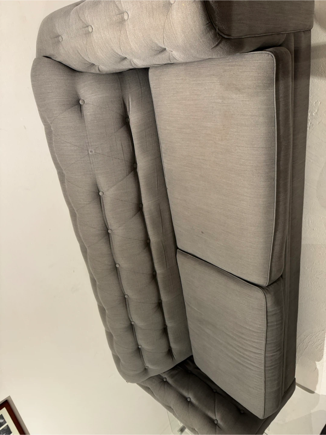 Grey Tufted Loveseat - photo 2