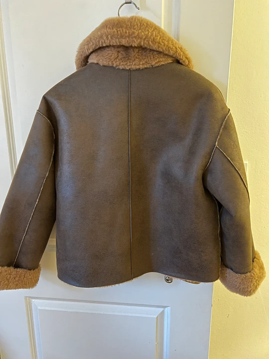MNG Brown Faux Shearling Jacket - Size M image indicator(2)