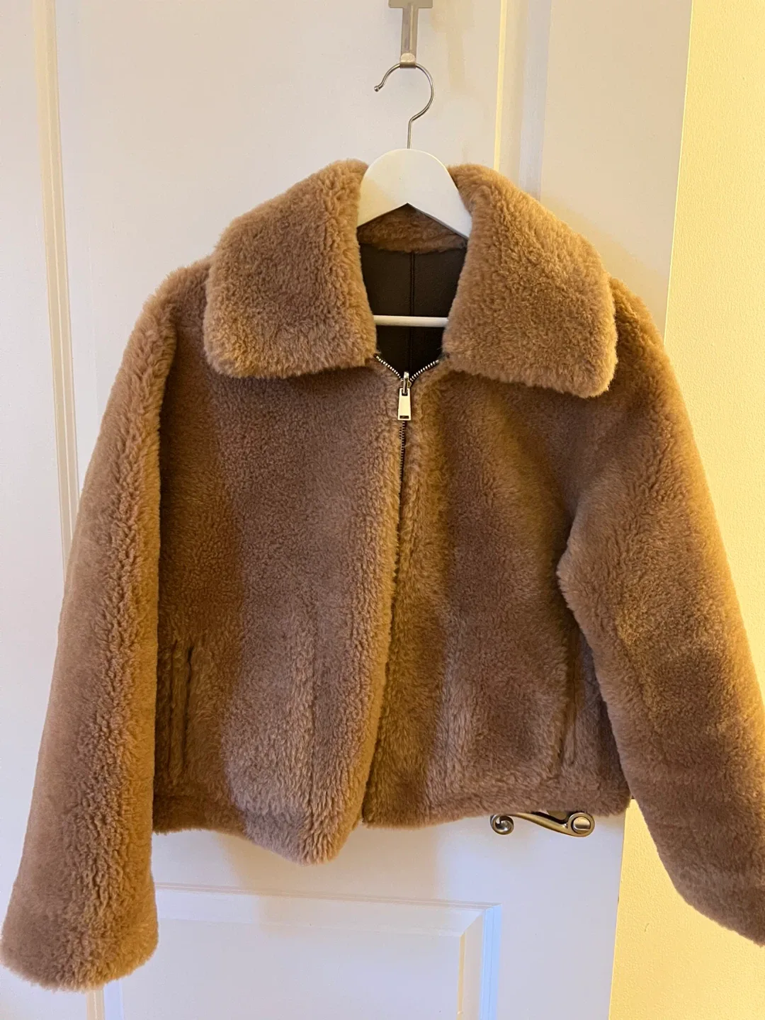 MNG Brown Faux Shearling Jacket - Size M image indicator(5)