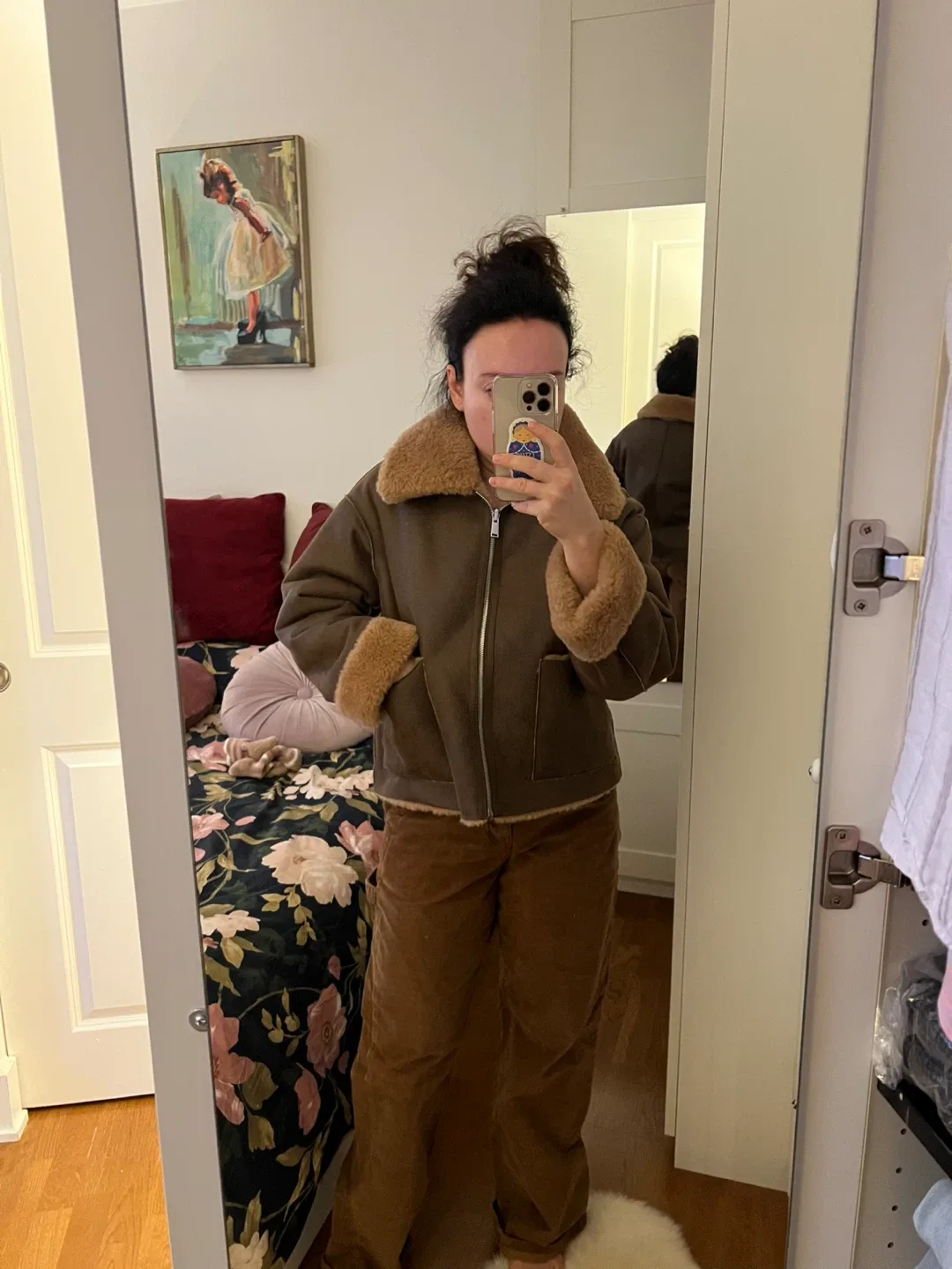 MNG Brown Faux Shearling Jacket - Size M image indicator(4)