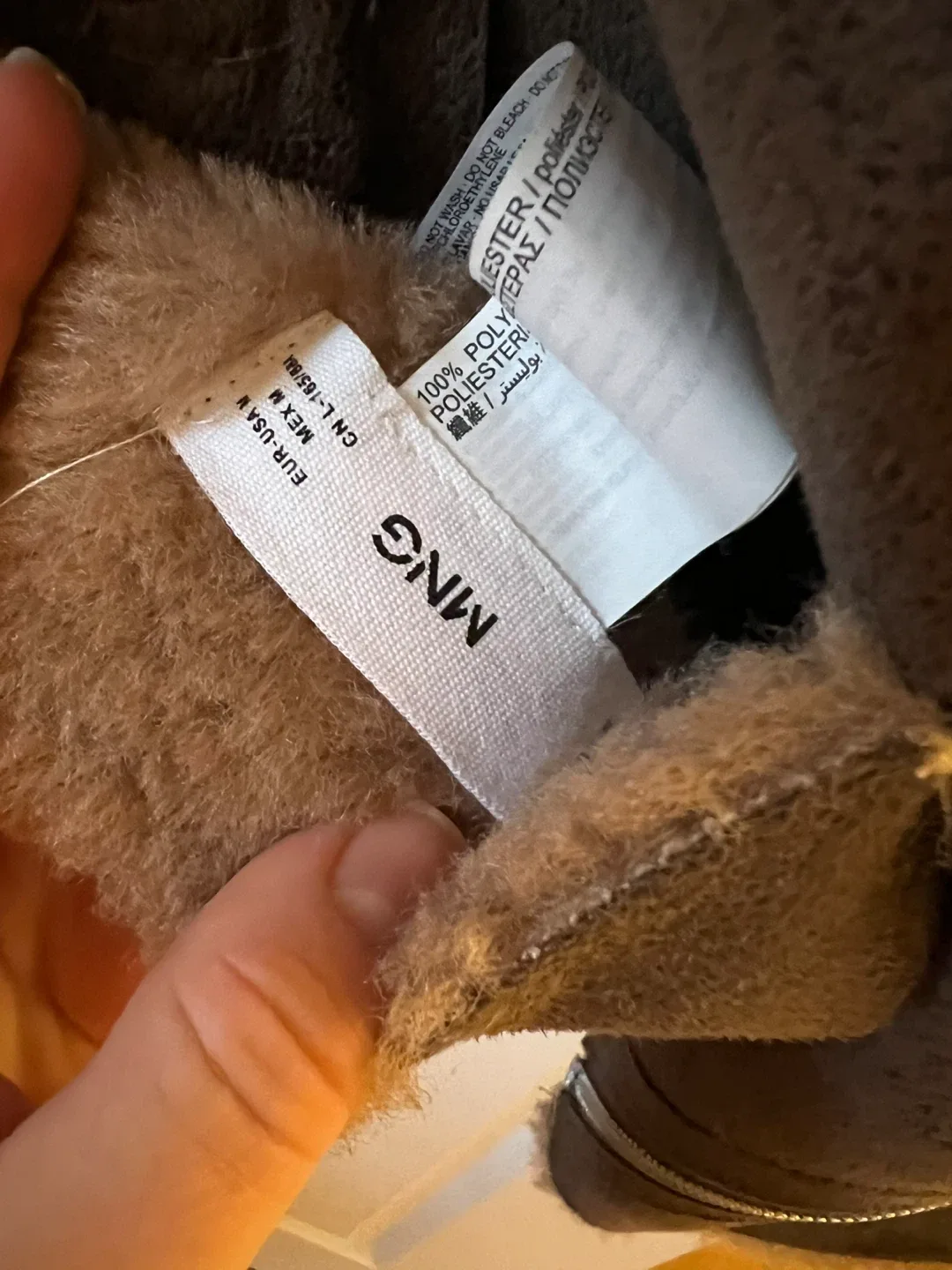 MNG Brown Faux Shearling Jacket - Size M image indicator(3)