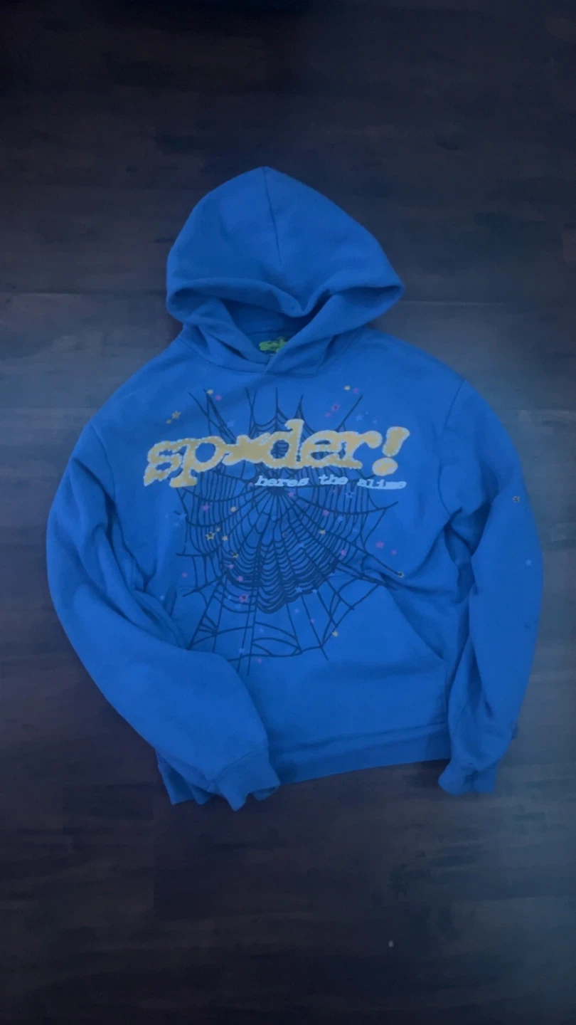 Authentic Sp5der Here’s the Slime Blue hoodie - Size S
