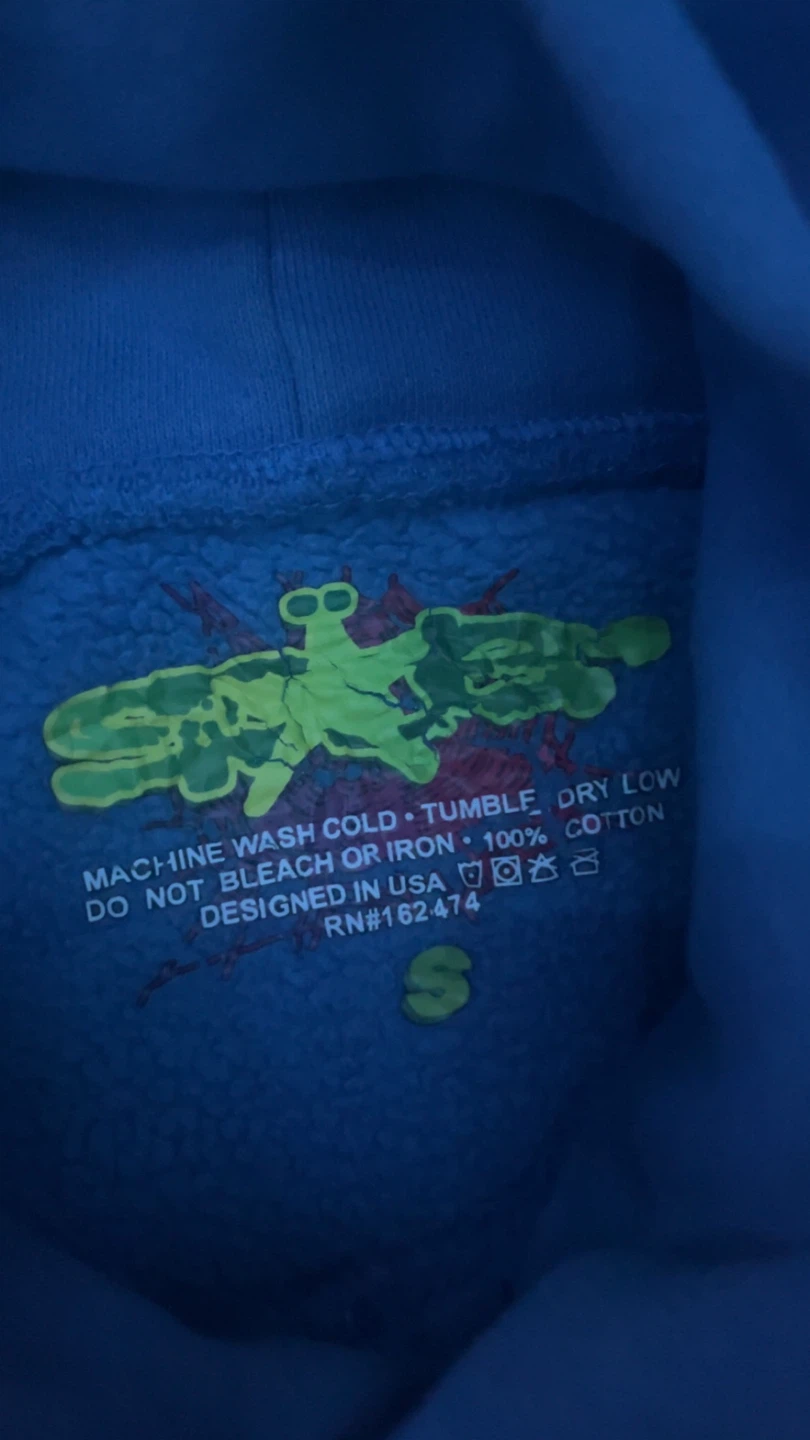 Authentic Sp5der Here’s the Slime Blue hoodie - Size S - photo 3