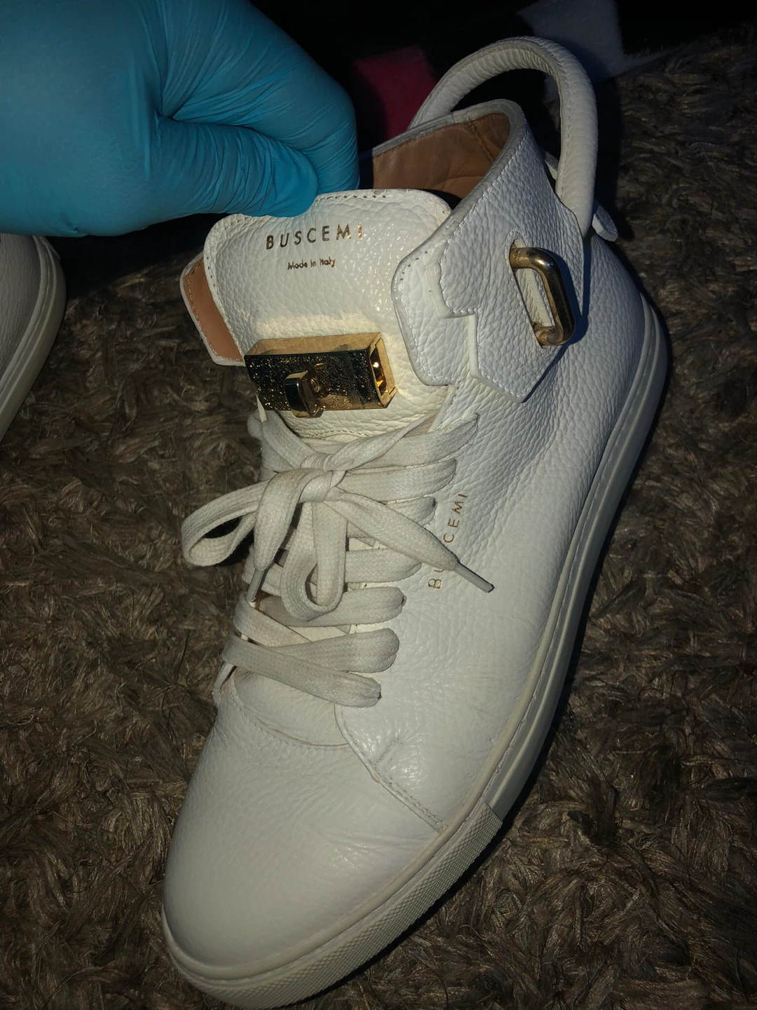 Buscemi White Leather High-Top Sneakers