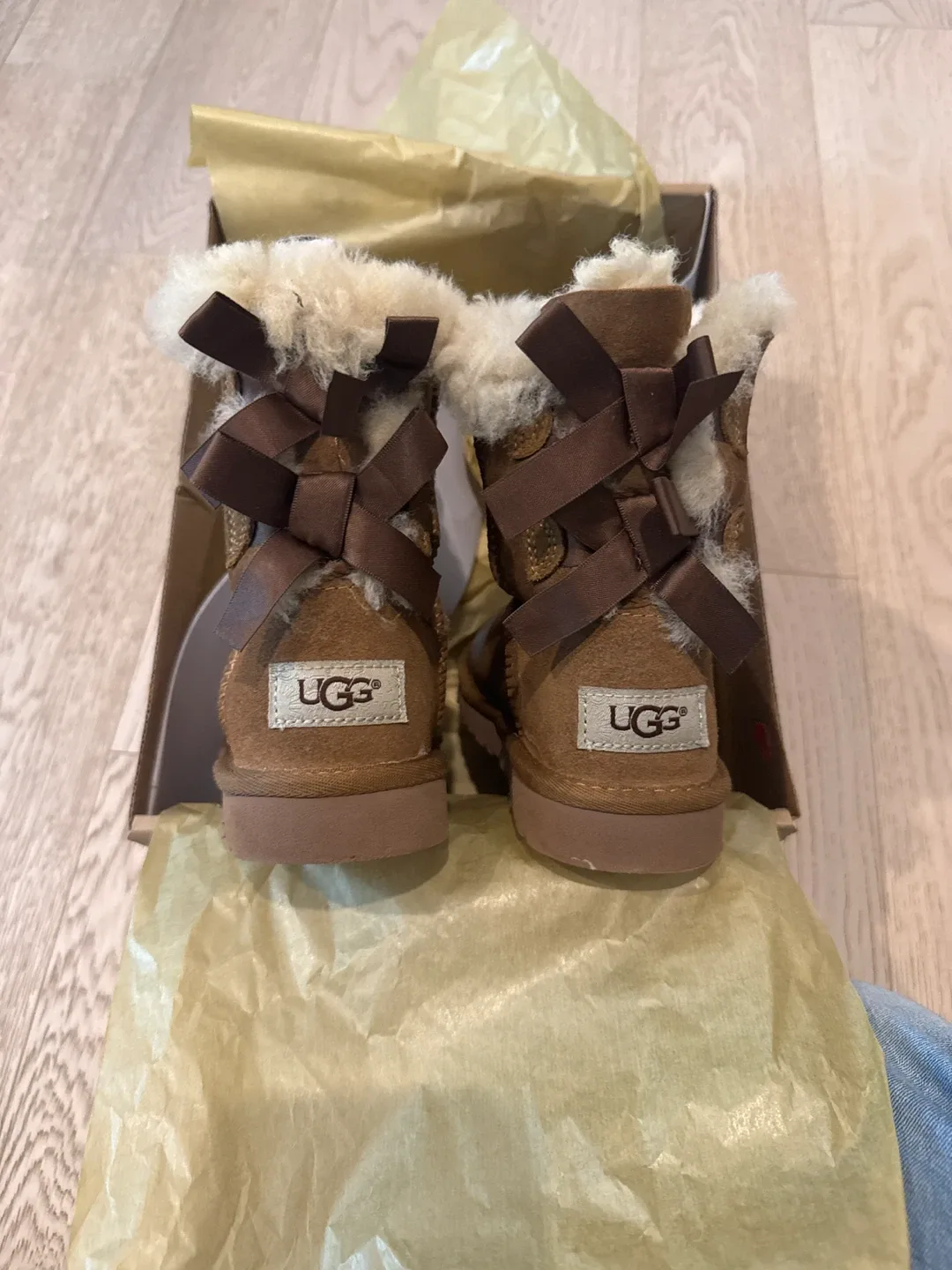 UGG Australia Brown Boots with Bow Detail toddler girls size 10 image indicator(2)
