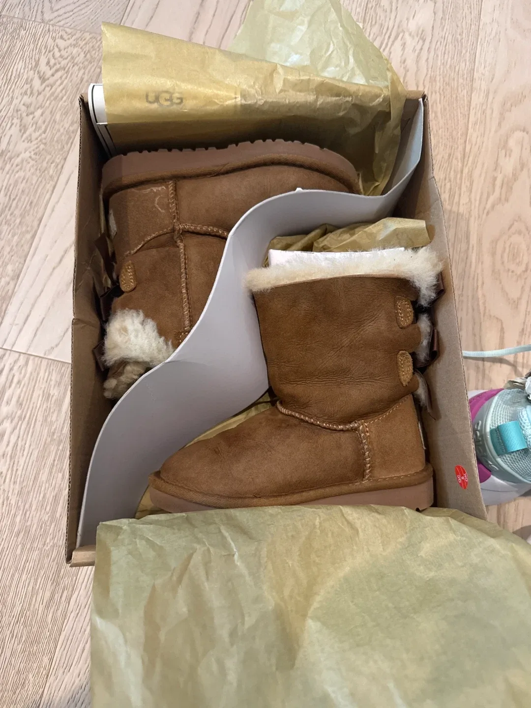 UGG Australia Brown Boots with Bow Detail toddler girls size 10 image indicator(4)