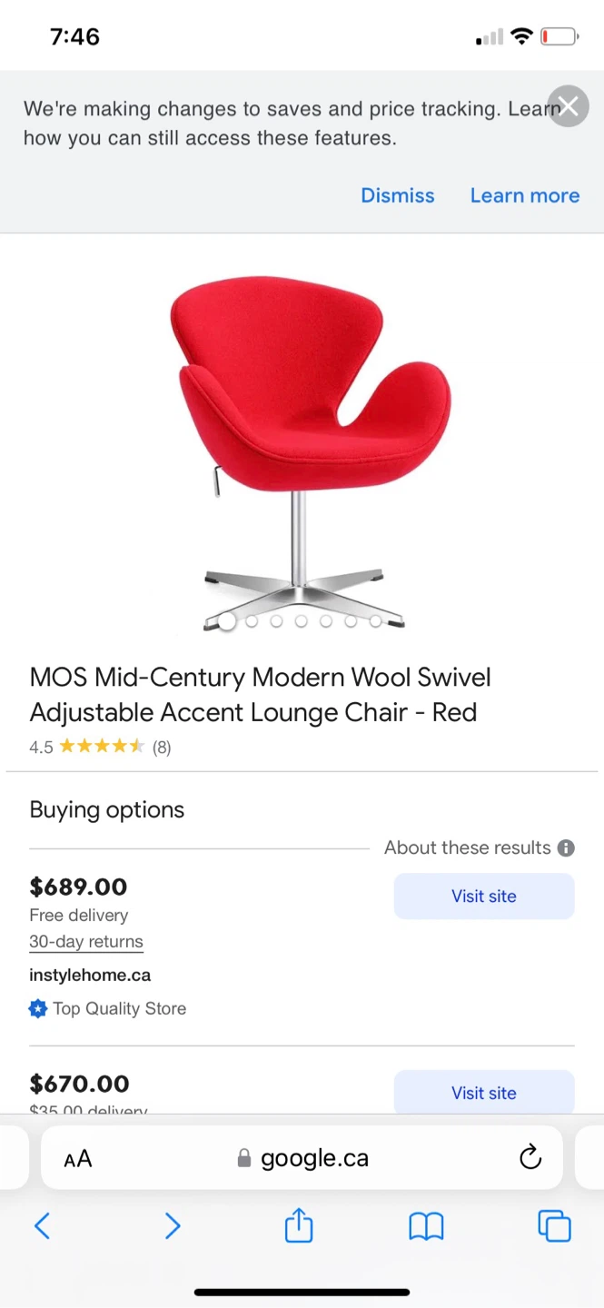 MOS Mid-Century Modern Wool Swivel Lounge Chair - Red - photo 2