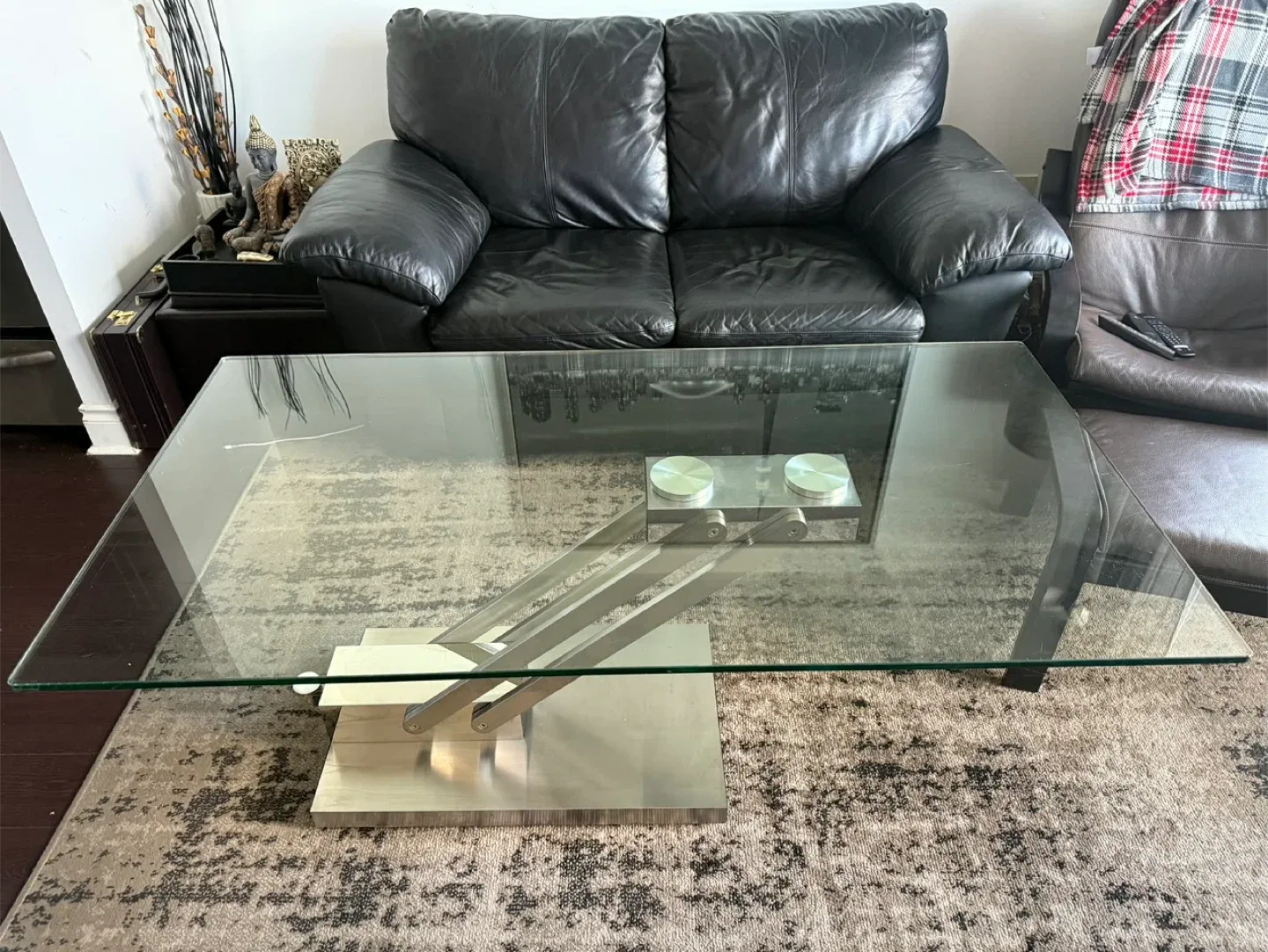 Glass Coffee Table with Silver Base image indicator(2)