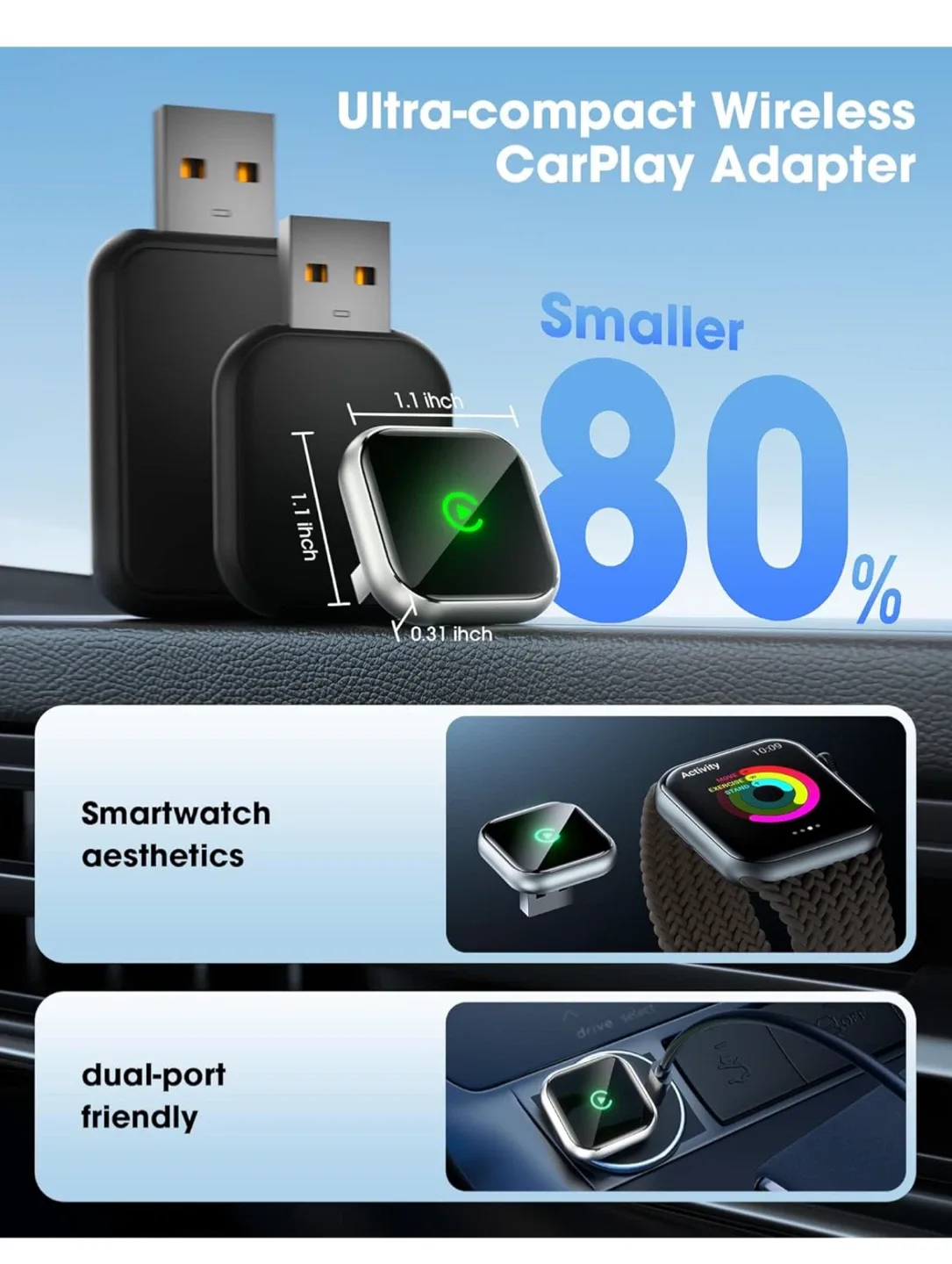 Ultra-Compact Wireless CarPlay Adapter image indicator(3)