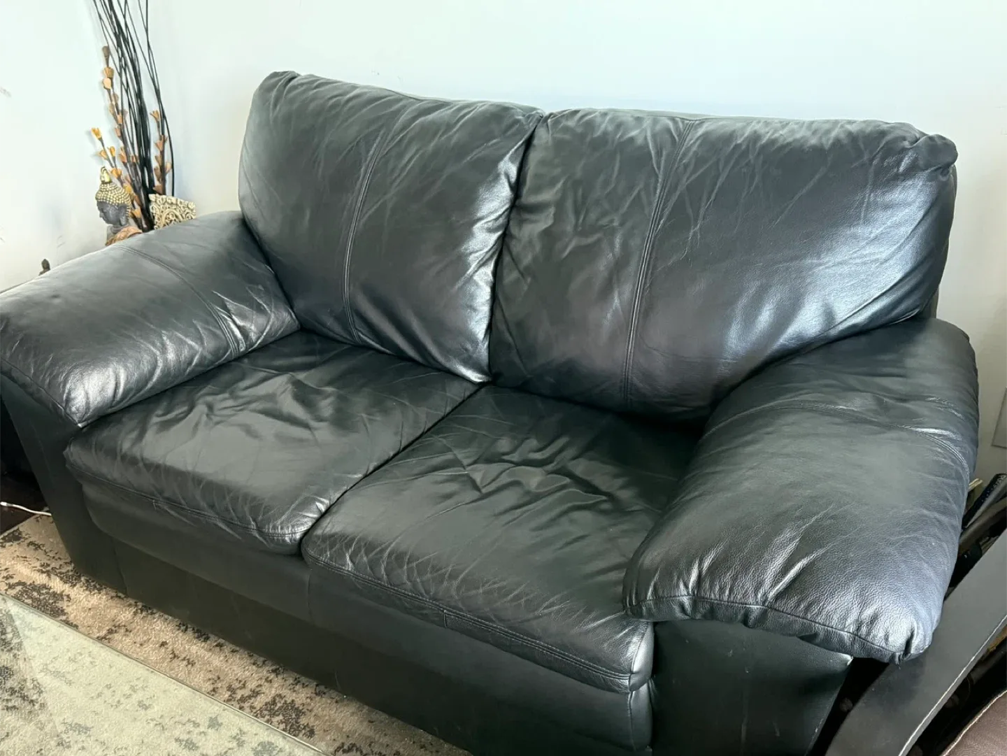 Black Leather Loveseat Sofa image indicator(2)