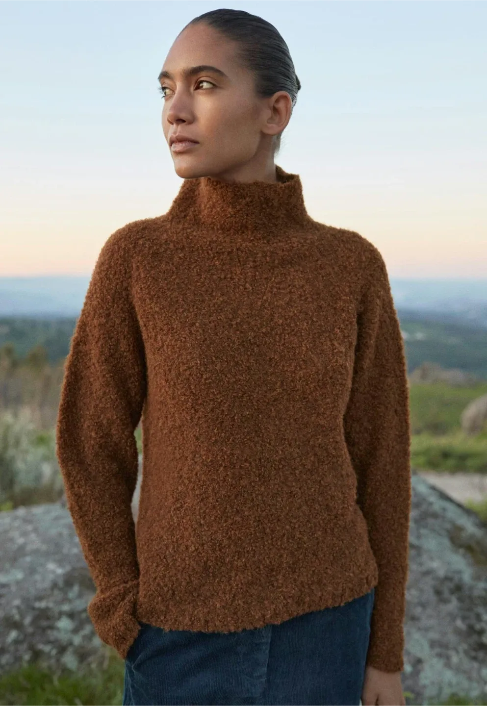 Poetry Alpaca Burgundy Knit Turtleneck Sweater